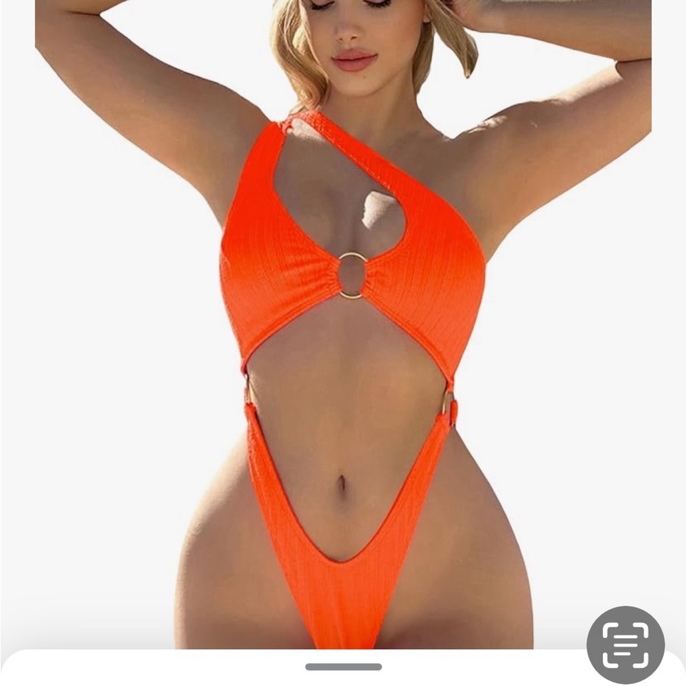 Micro monokini NWOT size S bright orange SEXY O-Rings one-piece swimsuit